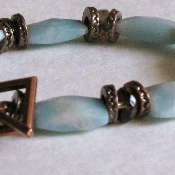 7.25" Amazonite, Smoky Quartz, & Copper Artisan Bracelet - Picture 3 of 7